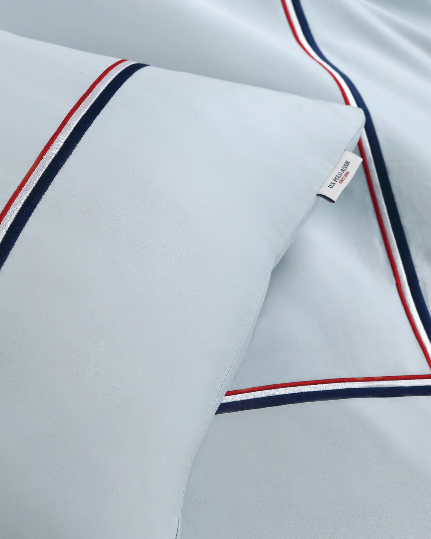 Luxury Cotton Brand Stripe Duvet Set in Ballard Blue