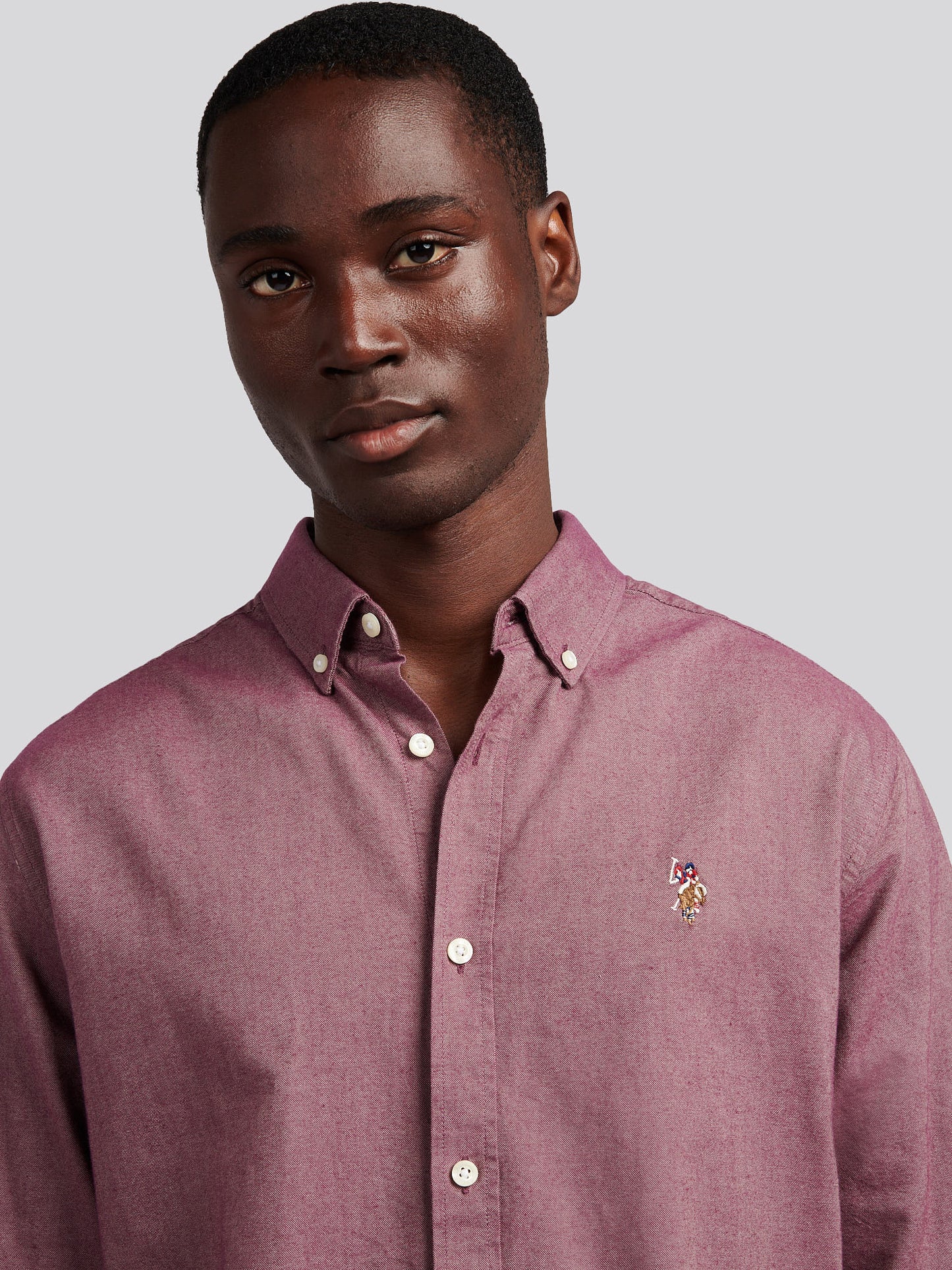 Mens Peached Oxford Shirt in Grape Wine