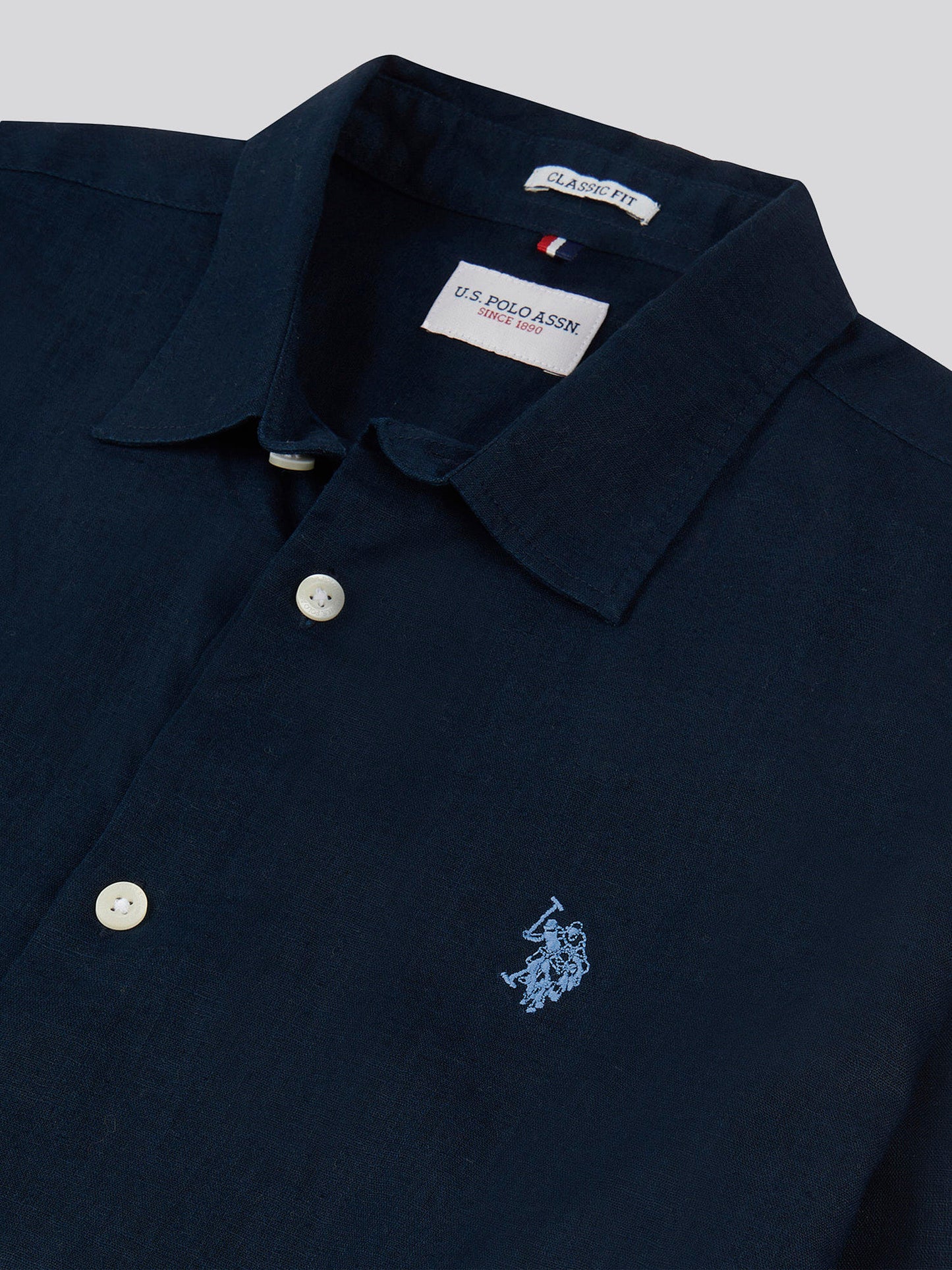 Mens Linen Blend Shirt in Dark Sapphire Navy / Moonlight Blue DHM