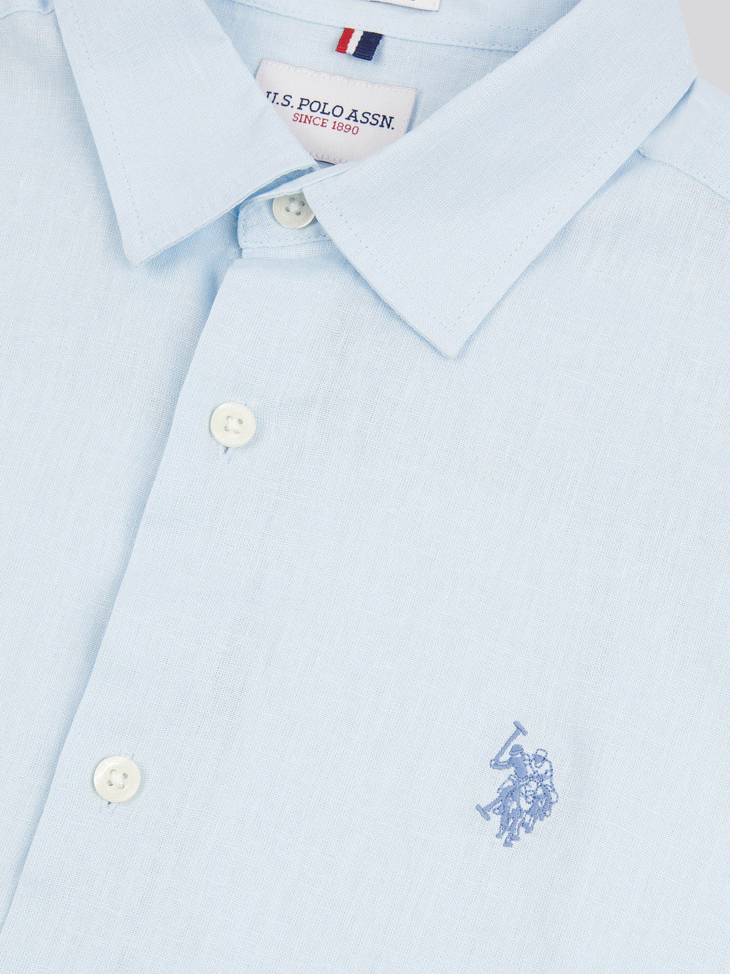 Mens Linen Blend Shirt in Ice Blue