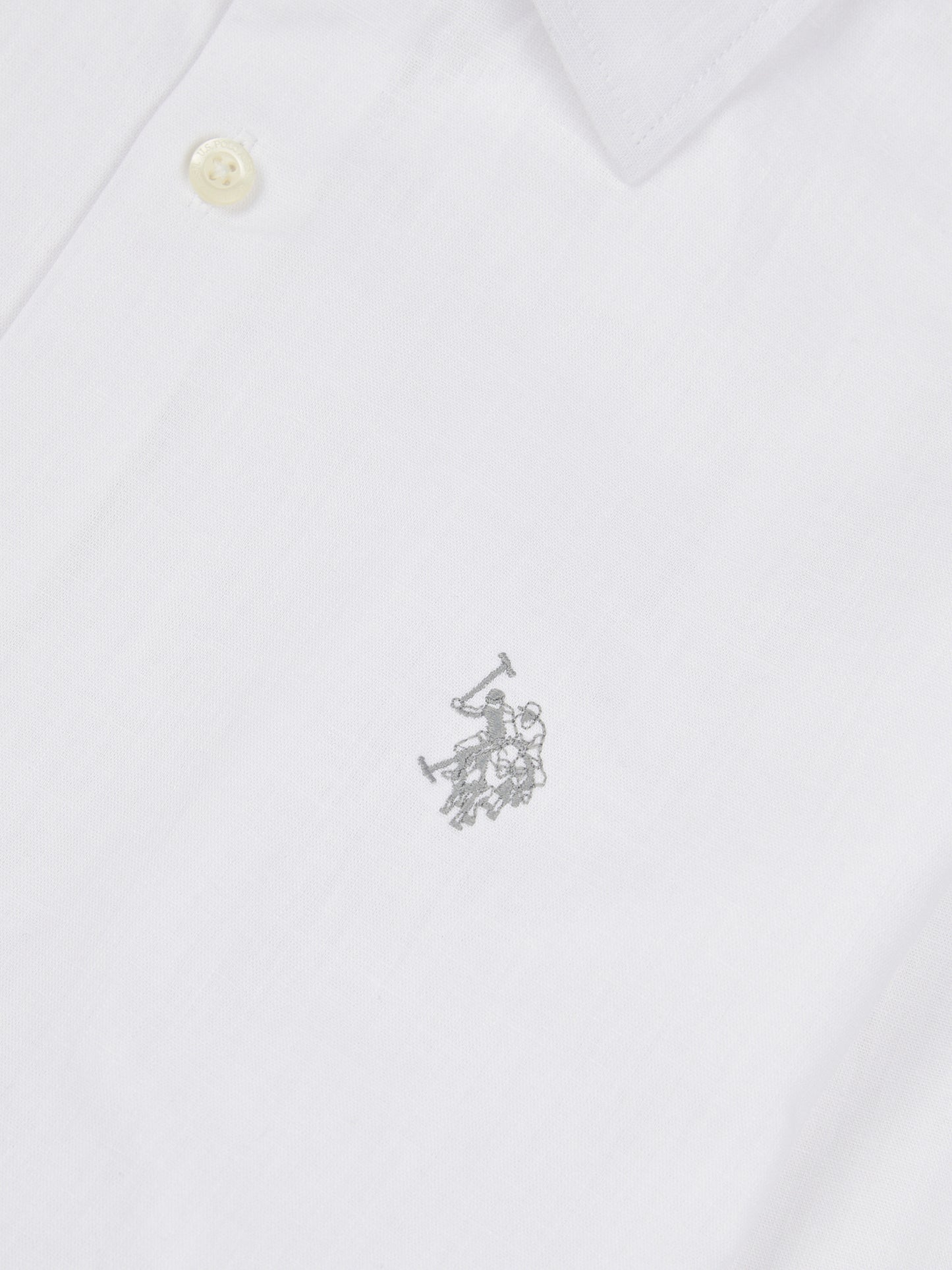 Mens Linen Blend Shirt Bright White / Harbour Mist