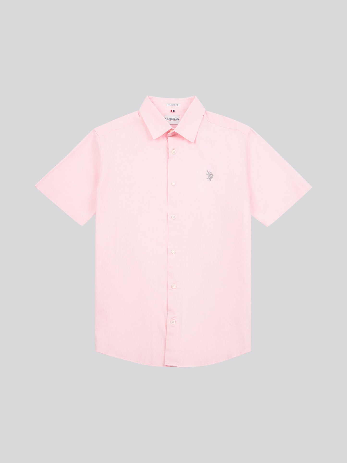 Mens Linen Blend Short Sleeve Shirt in Pink a Boo