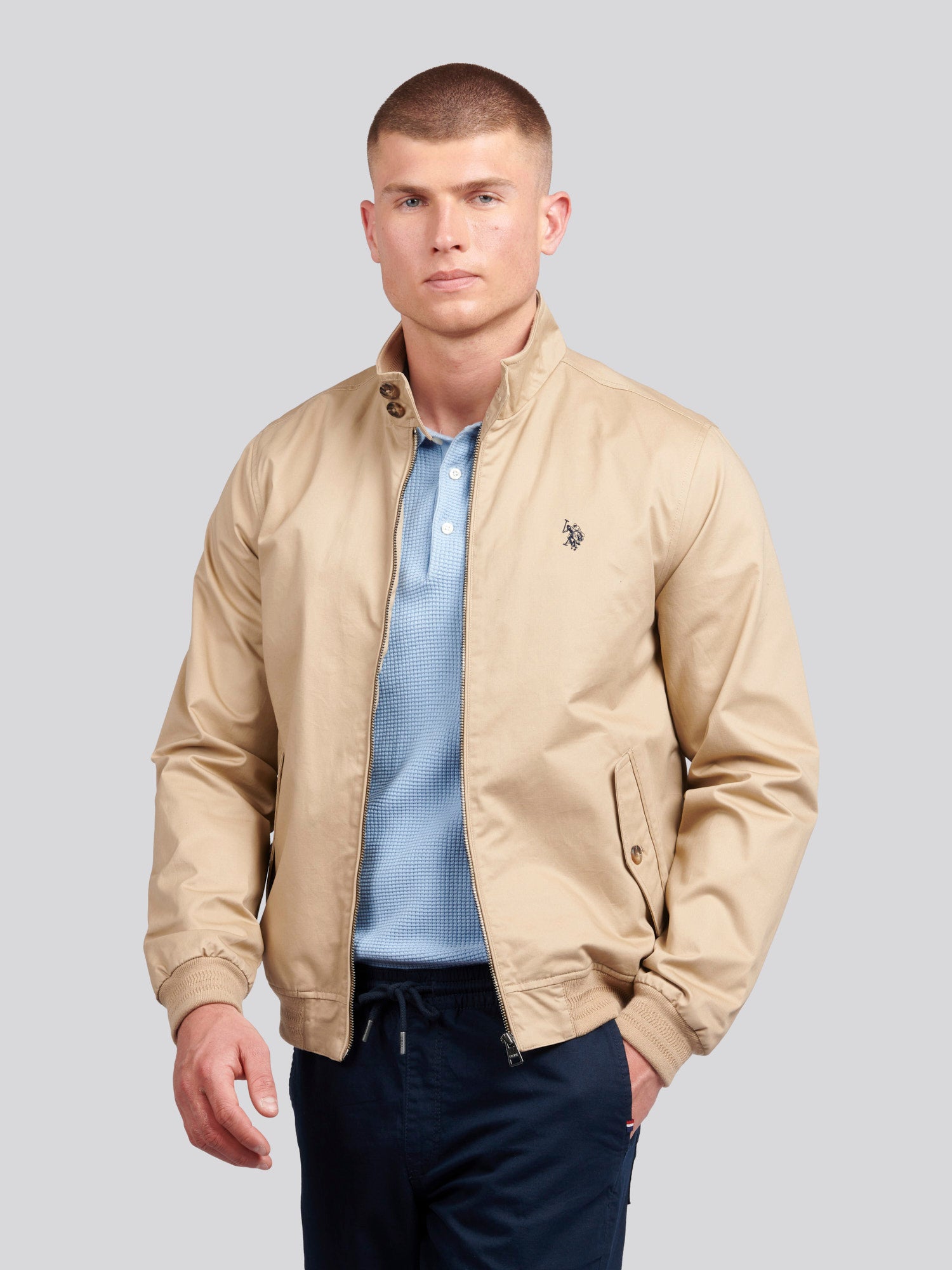 Mens Cotton Twill Harrington Jacket in Cornstalk