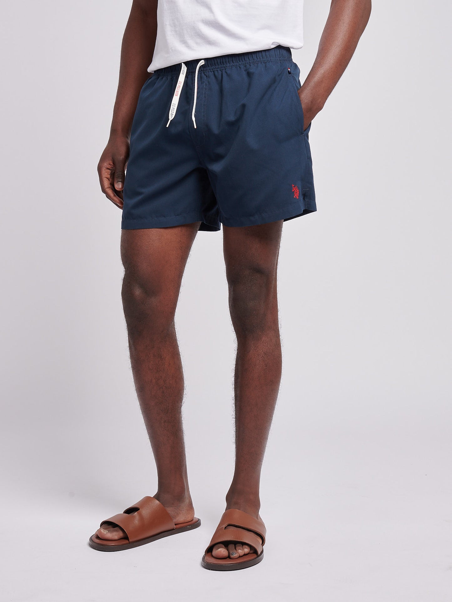 Mens Core Swim Short in Dark Sapphire Navy / Haute Red DHM