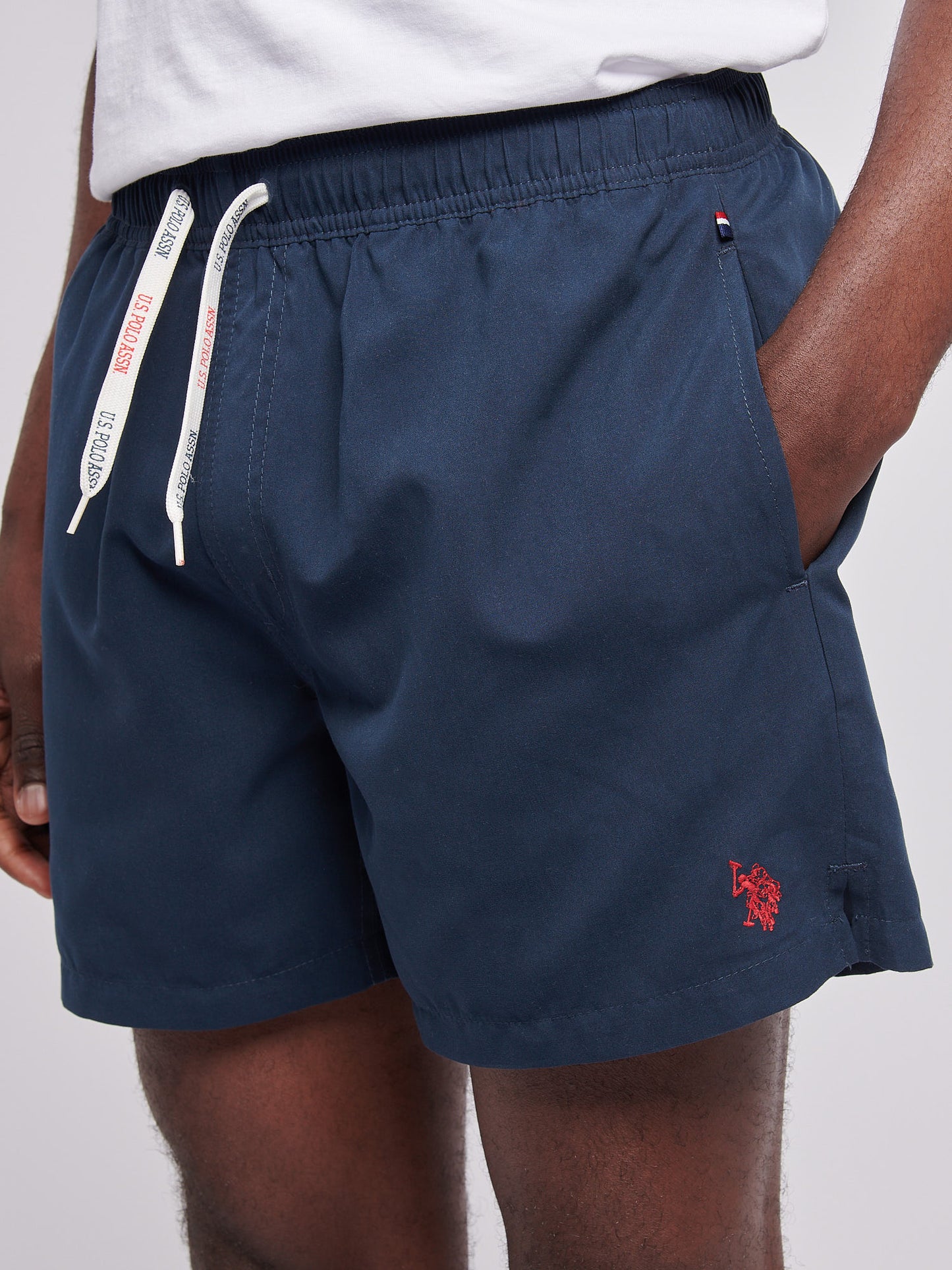 Mens Core Swim Short in Dark Sapphire Navy / Haute Red DHM