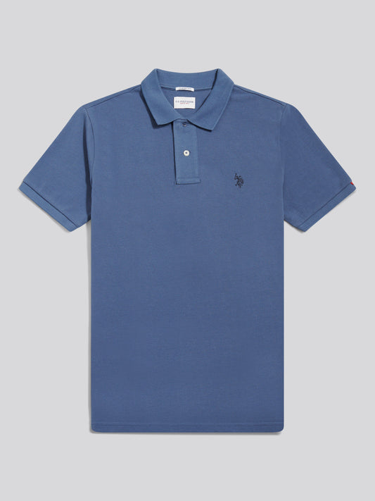 Mens Double Horsemen Polo Shirt in Vintage Indigo