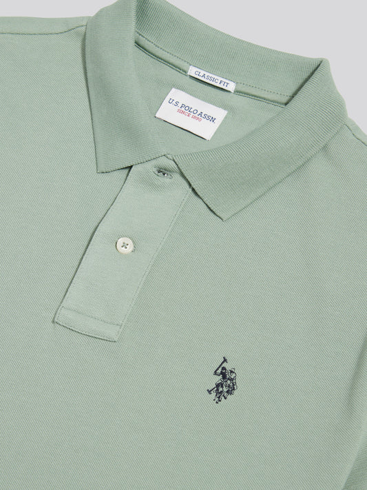 Mens Double Horsemen Polo Shirt in Iceberg Green