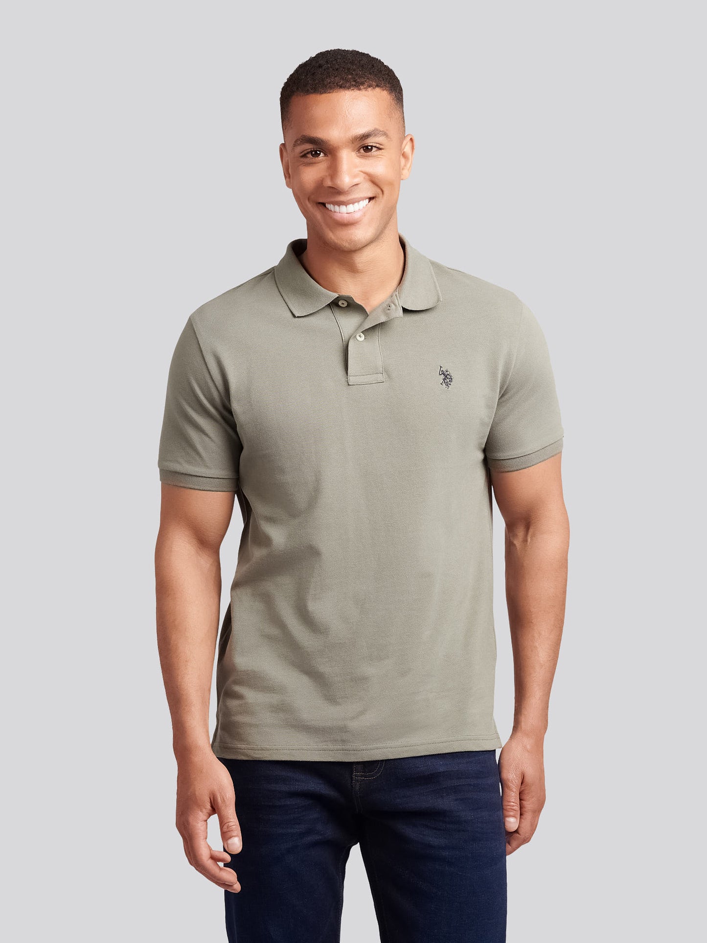 Mens Double Horsemen Polo Shirt in Mulled Basil