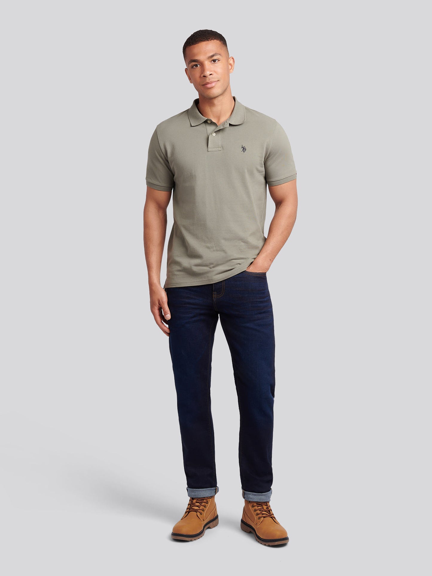 Mens Double Horsemen Polo Shirt in Mulled Basil