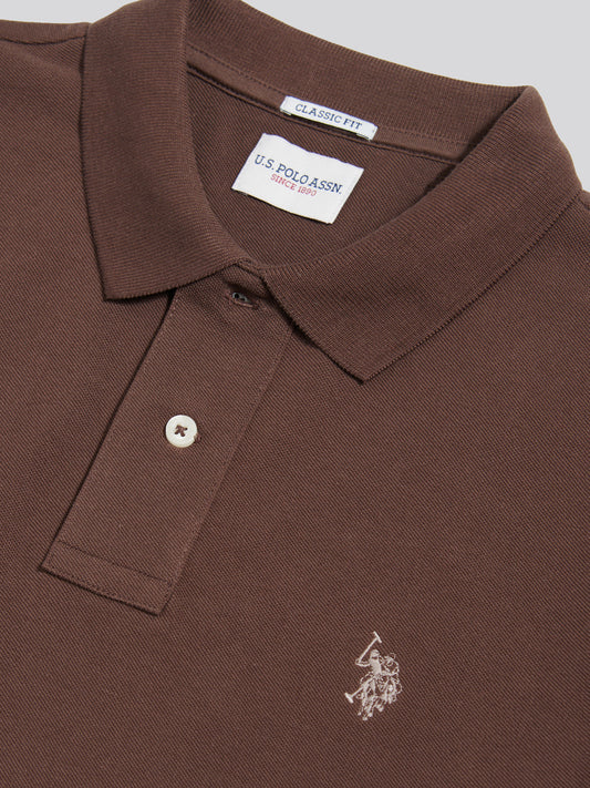 Mens Double Horsemen Polo Shirt in Chocolate Martini