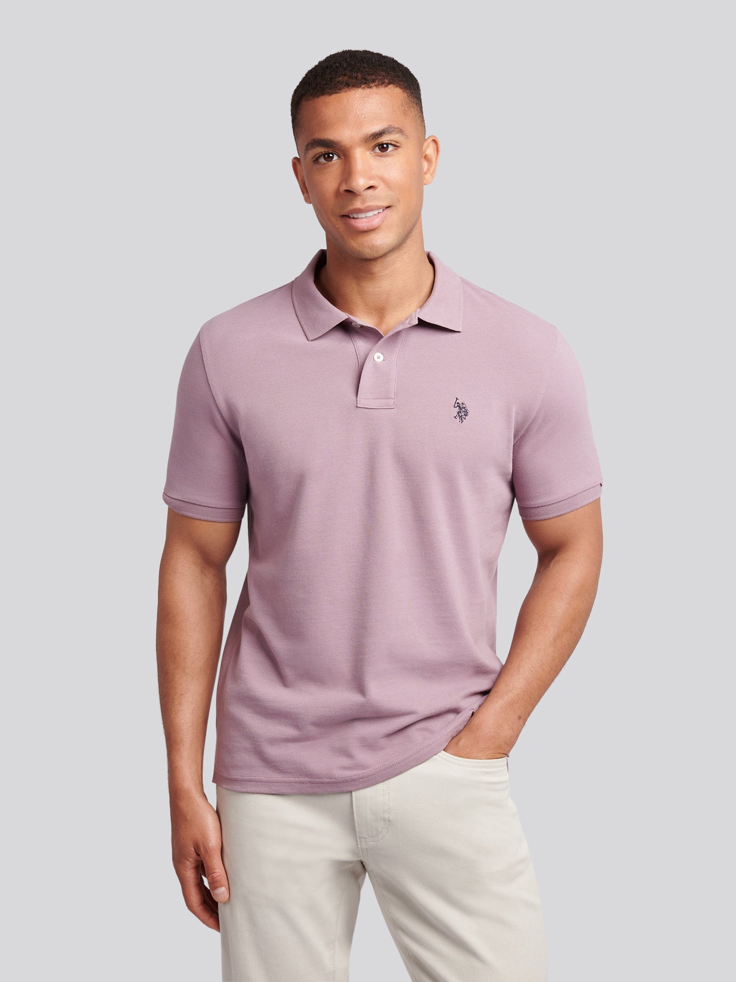 Mens Double Horsemen Polo Shirt in Elderberry