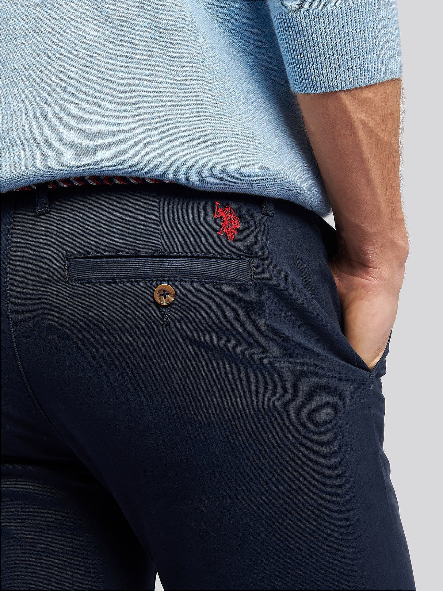 Mens Classic Chinos in Dark Sapphire Navy / Haute Red DHM