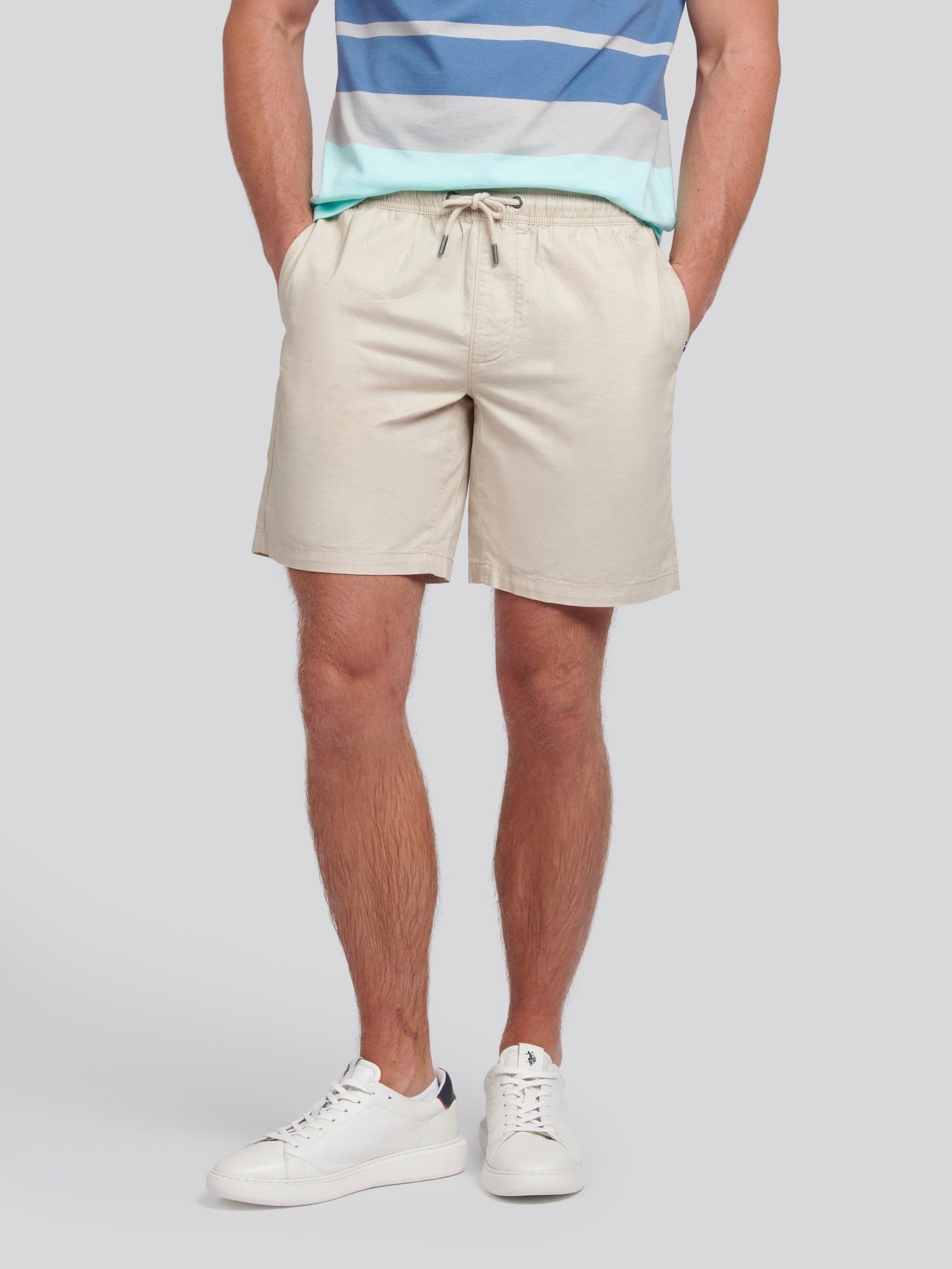 Mens Linen Blend Deck Shorts in French Oak – Polo Australia