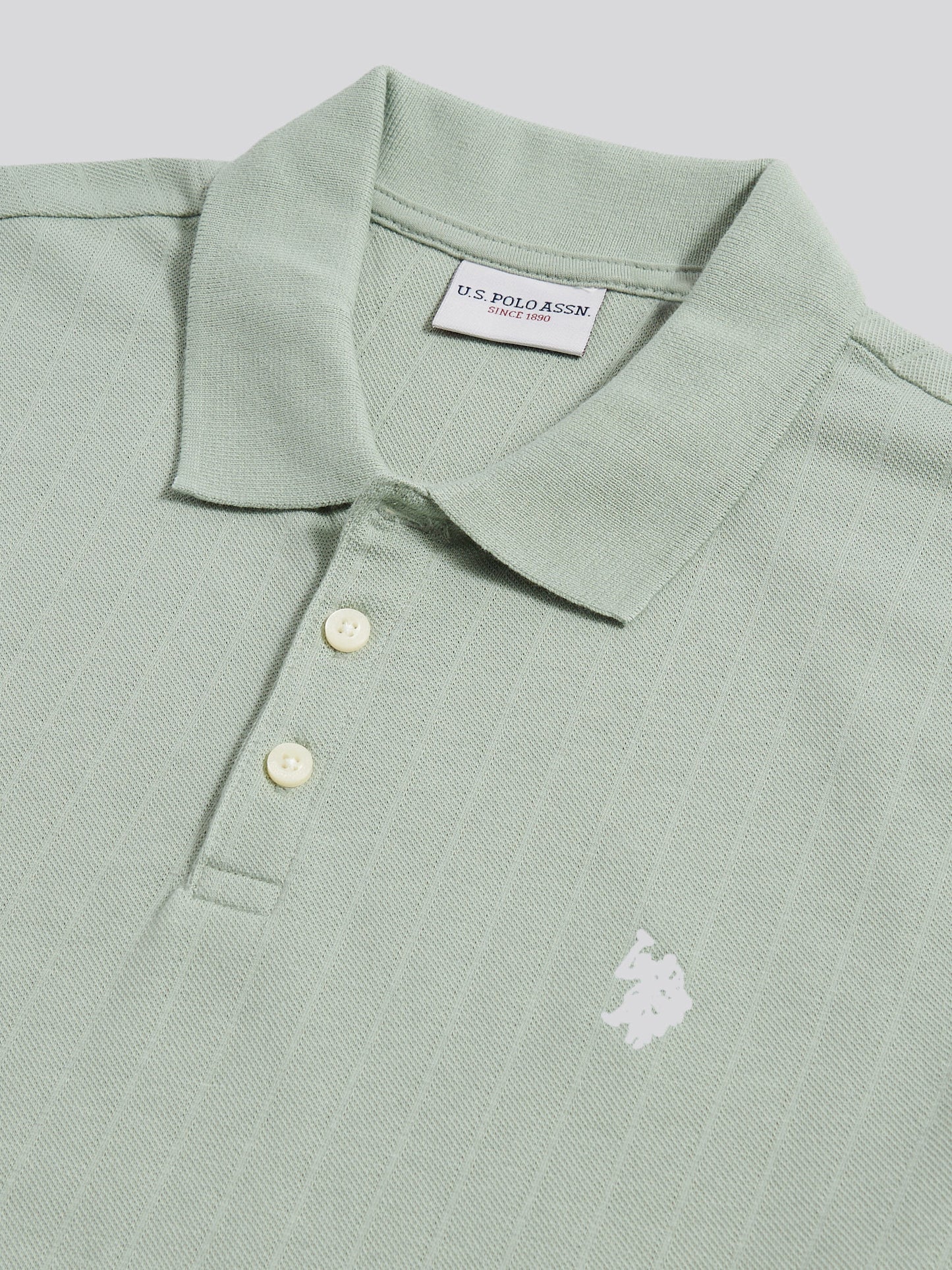 Mens Vertical Texture Polo Shirt in Iceberg Green