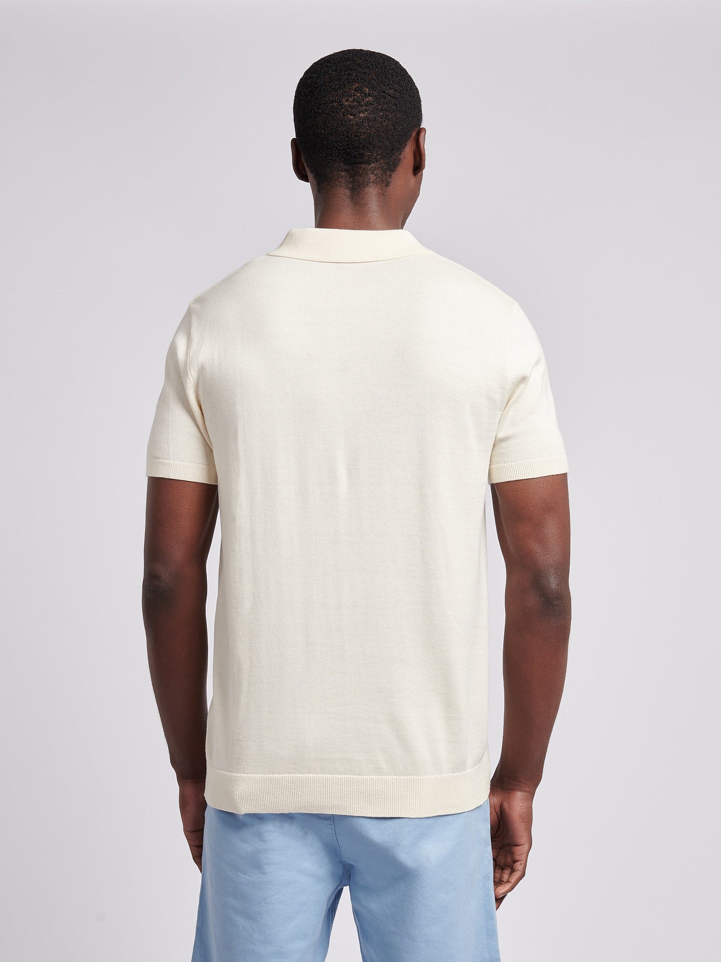 Mens Combed Cotton Polo Shirt in Whisper White/ Multi Coloured DHM