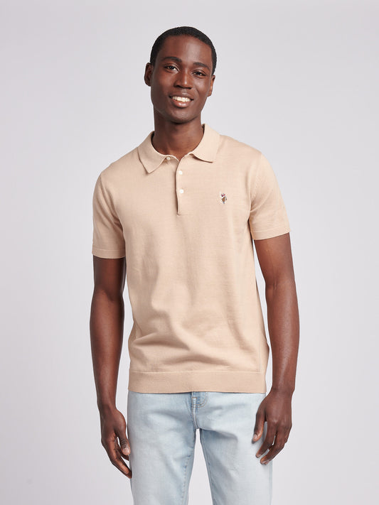 Mens Combed Cotton Polo Shirt in Doeskin / Multi Coloured DHM
