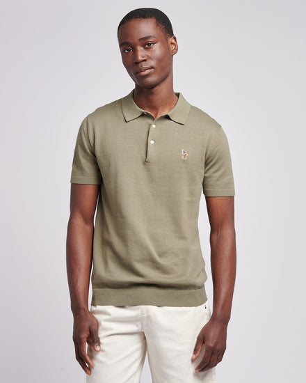 Mens Combed Cotton Polo Shirt in Mulled Basil/Multi coloured DHM