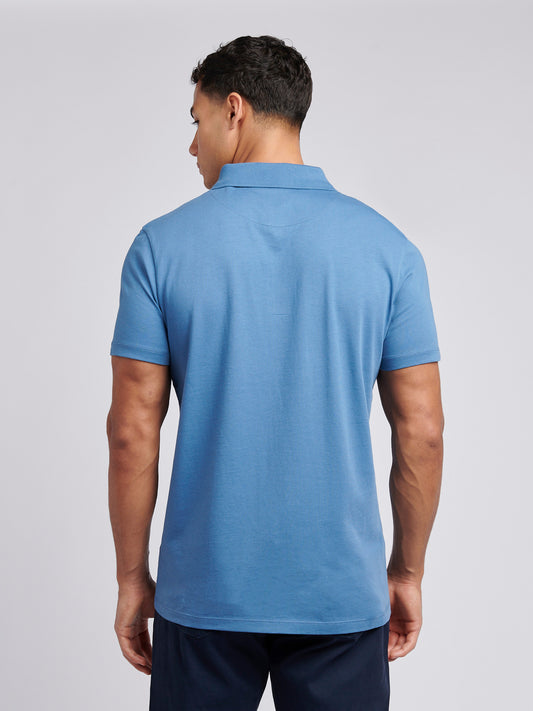 Mens Double Horsemen Jersey Polo Shirt in Blue Horizon