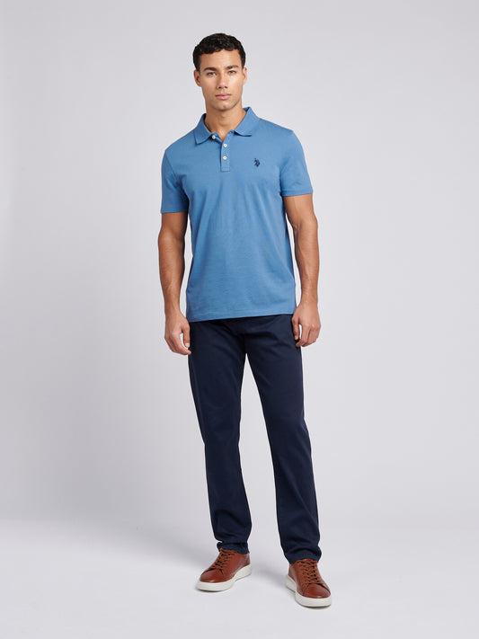 Mens Double Horsemen Jersey Polo Shirt in Blue Horizon