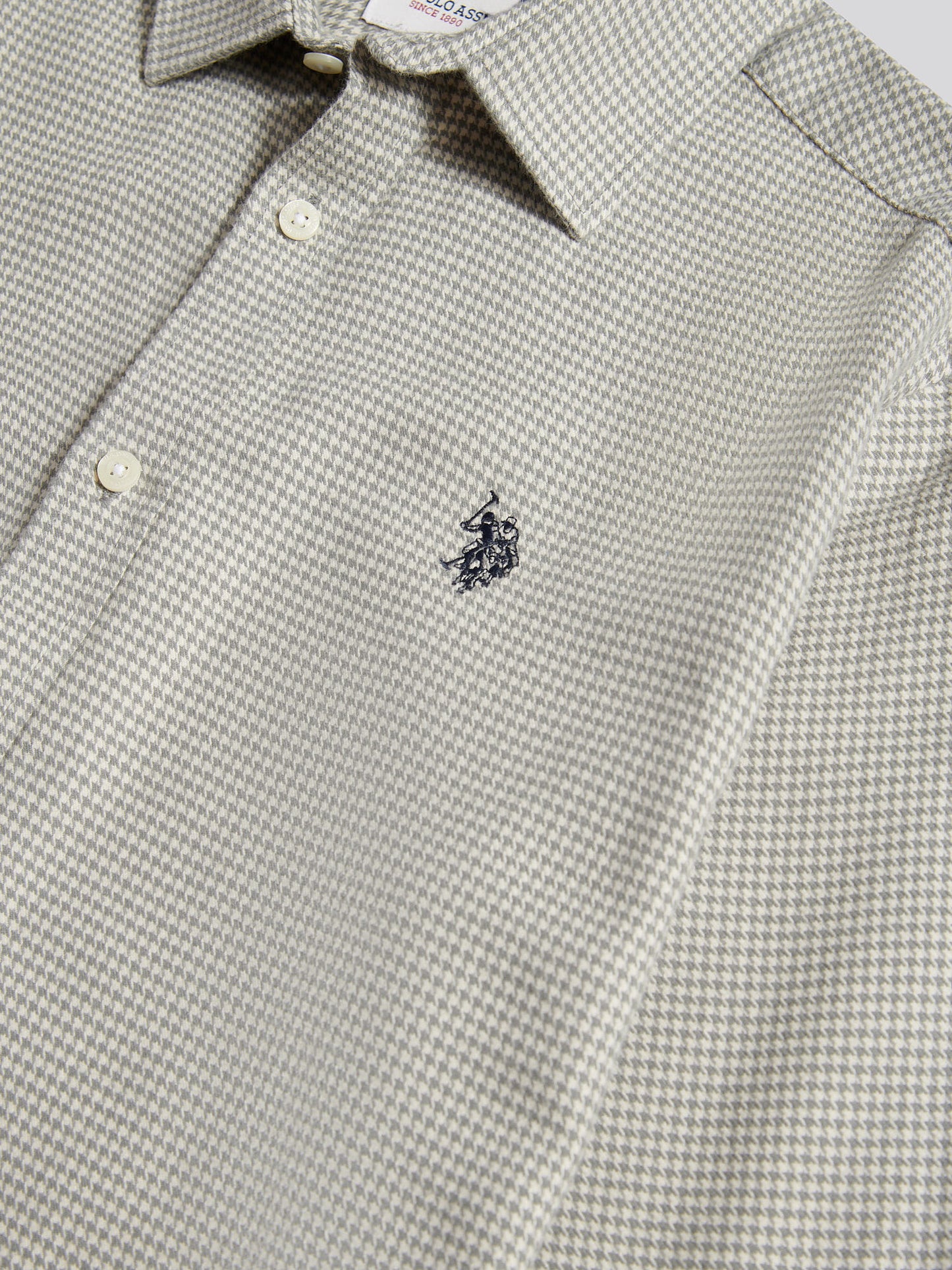 Mens Mini Houndstooth Shirt in Mid Grey Marl