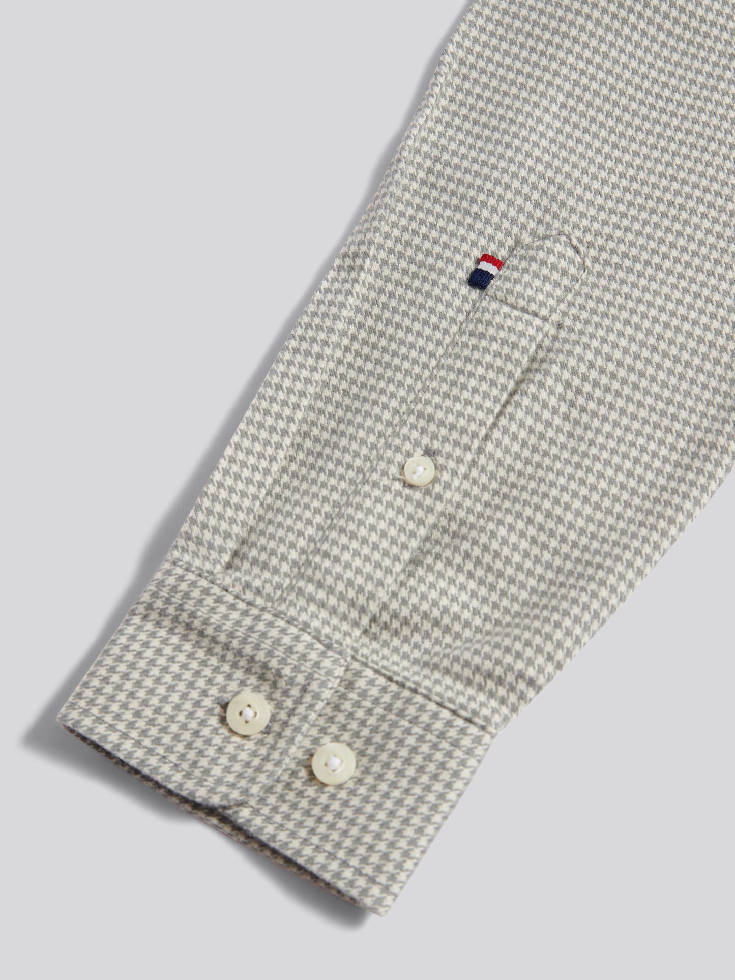 Mens Mini Houndstooth Shirt in Mid Grey Marl
