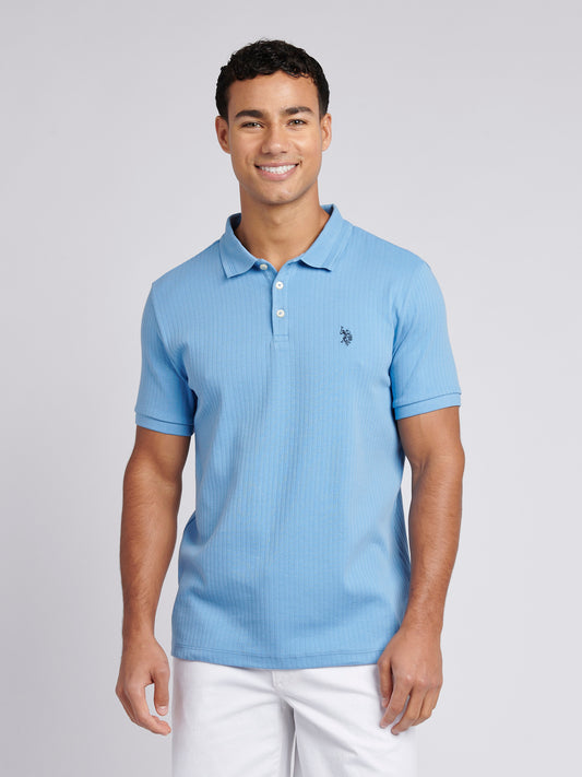 Mens Double Horsemen Rib Polo Shirt in Allure