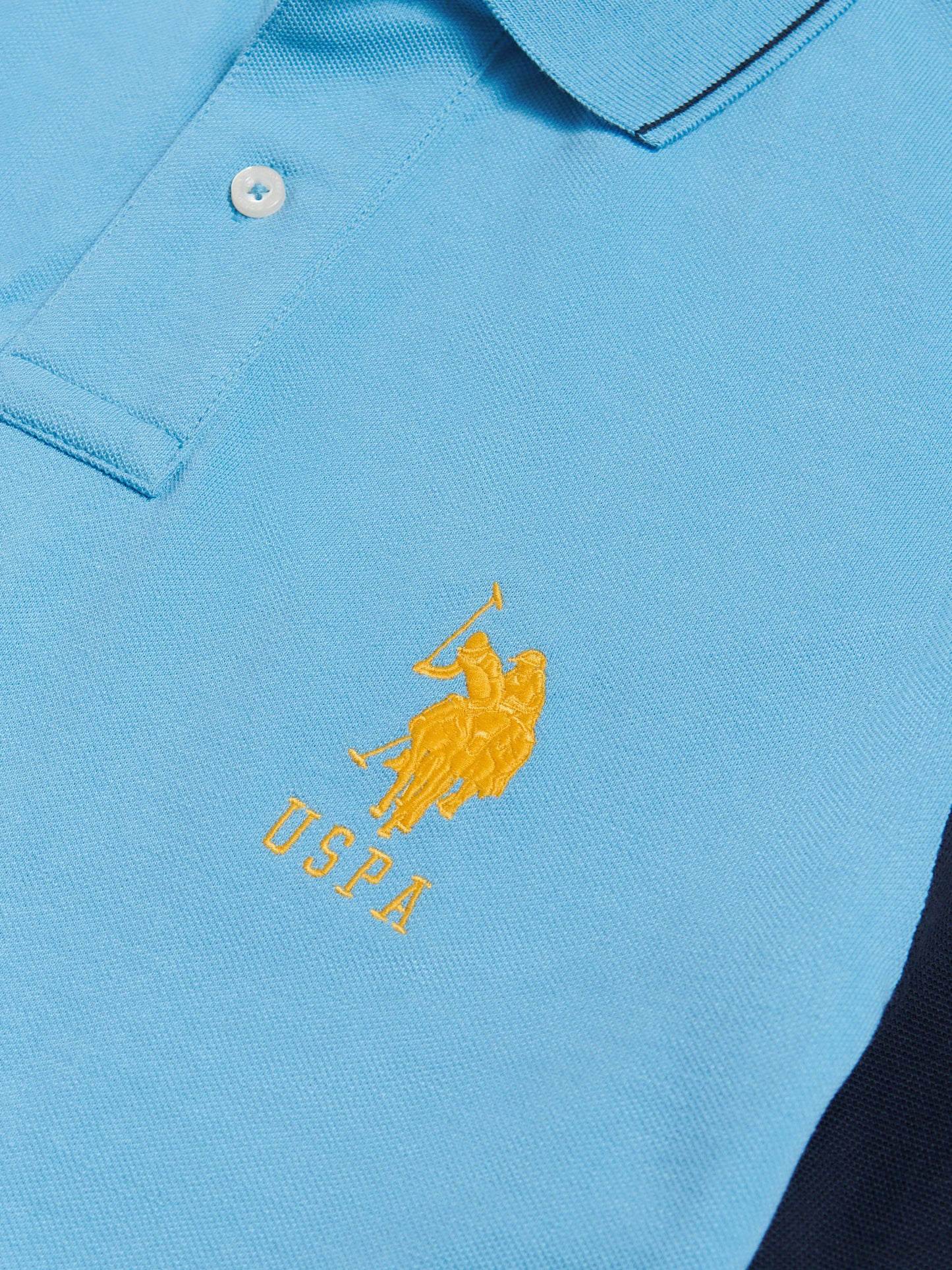 Mens Sash Pique Polo Shirt in Heritage Blue