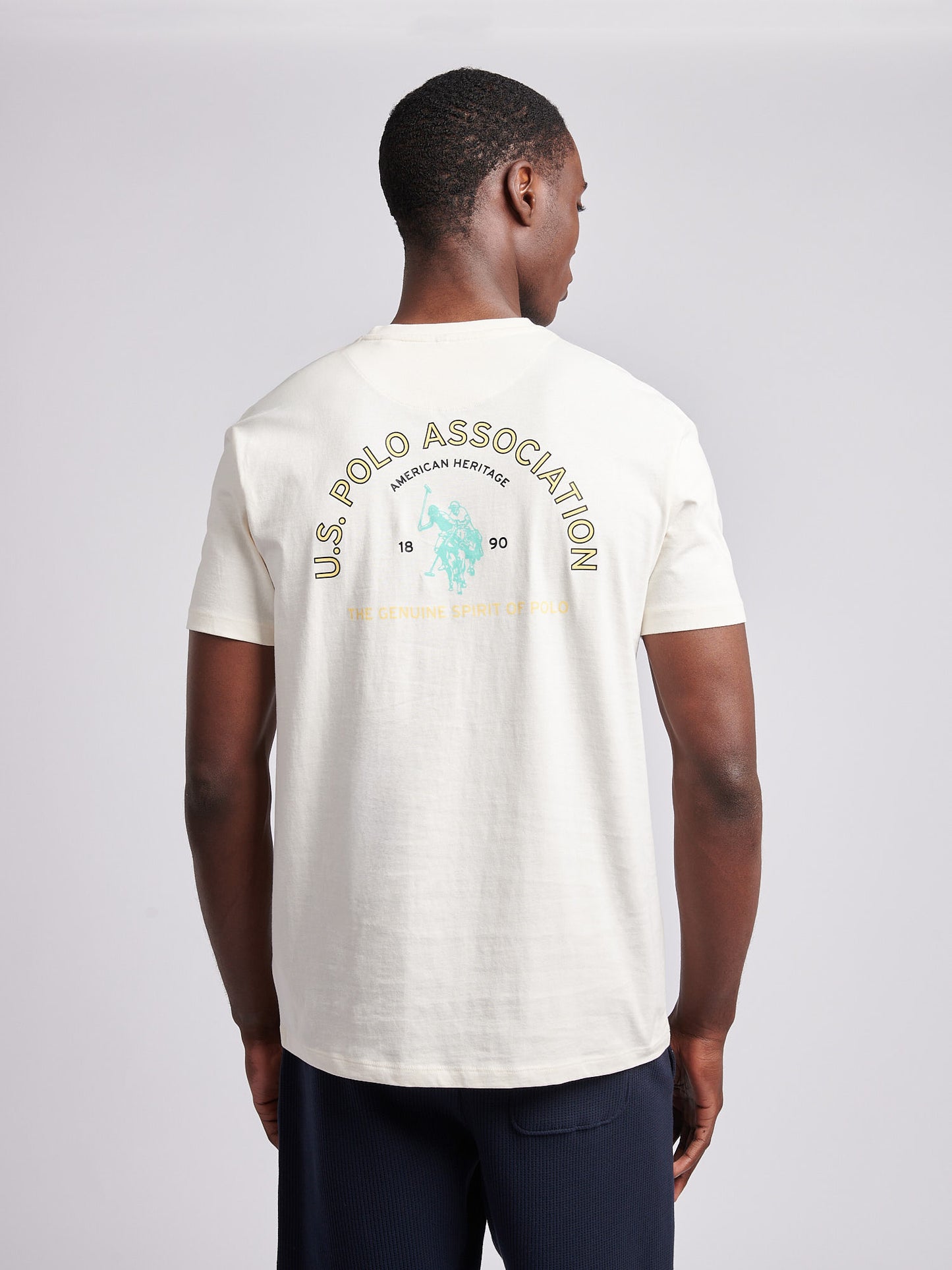 Mens Front Back Print Graphic T-Shirt in Whisper White