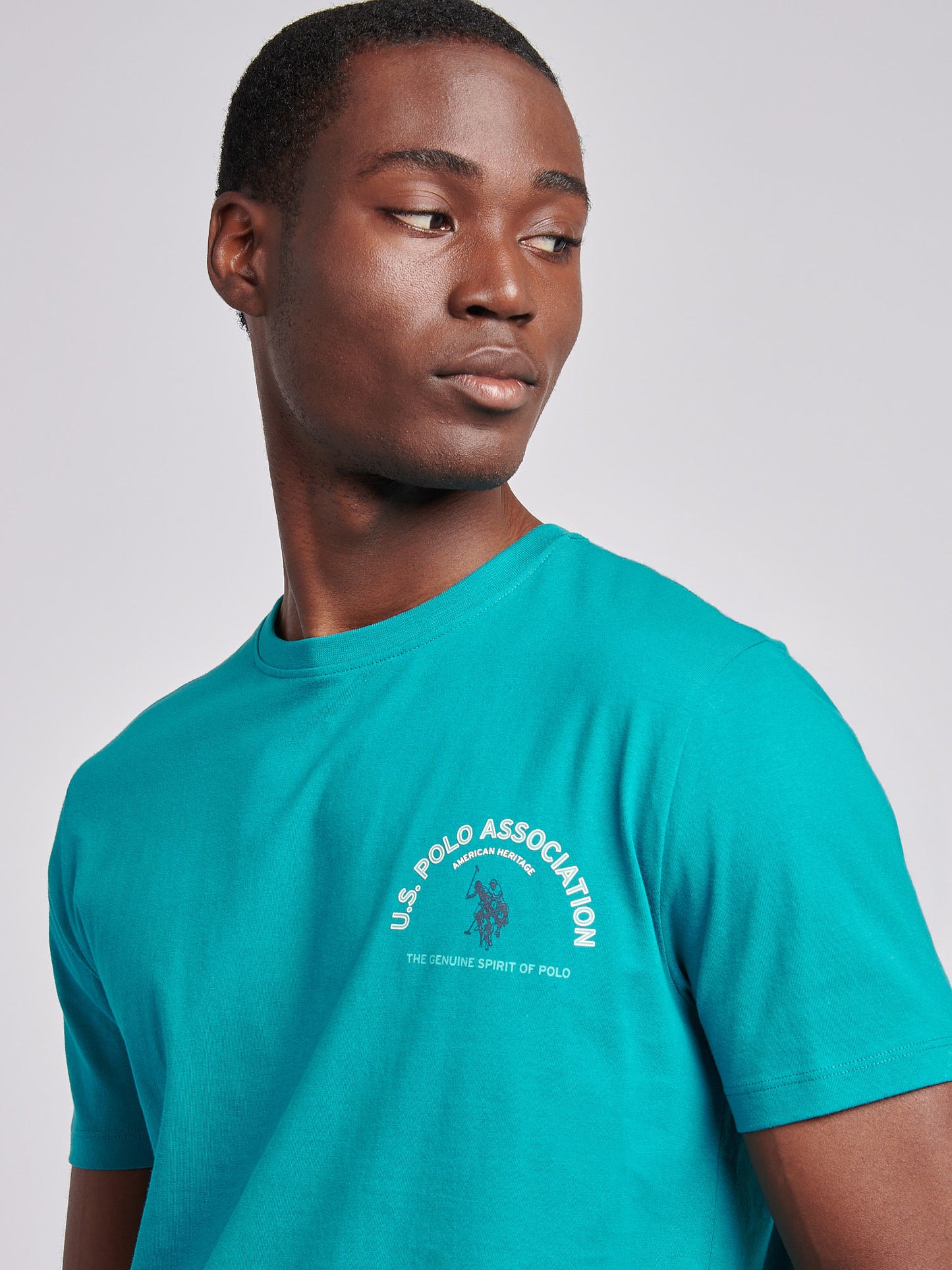 Mens Front Back Print Graphic T-Shirt in Alexandrite