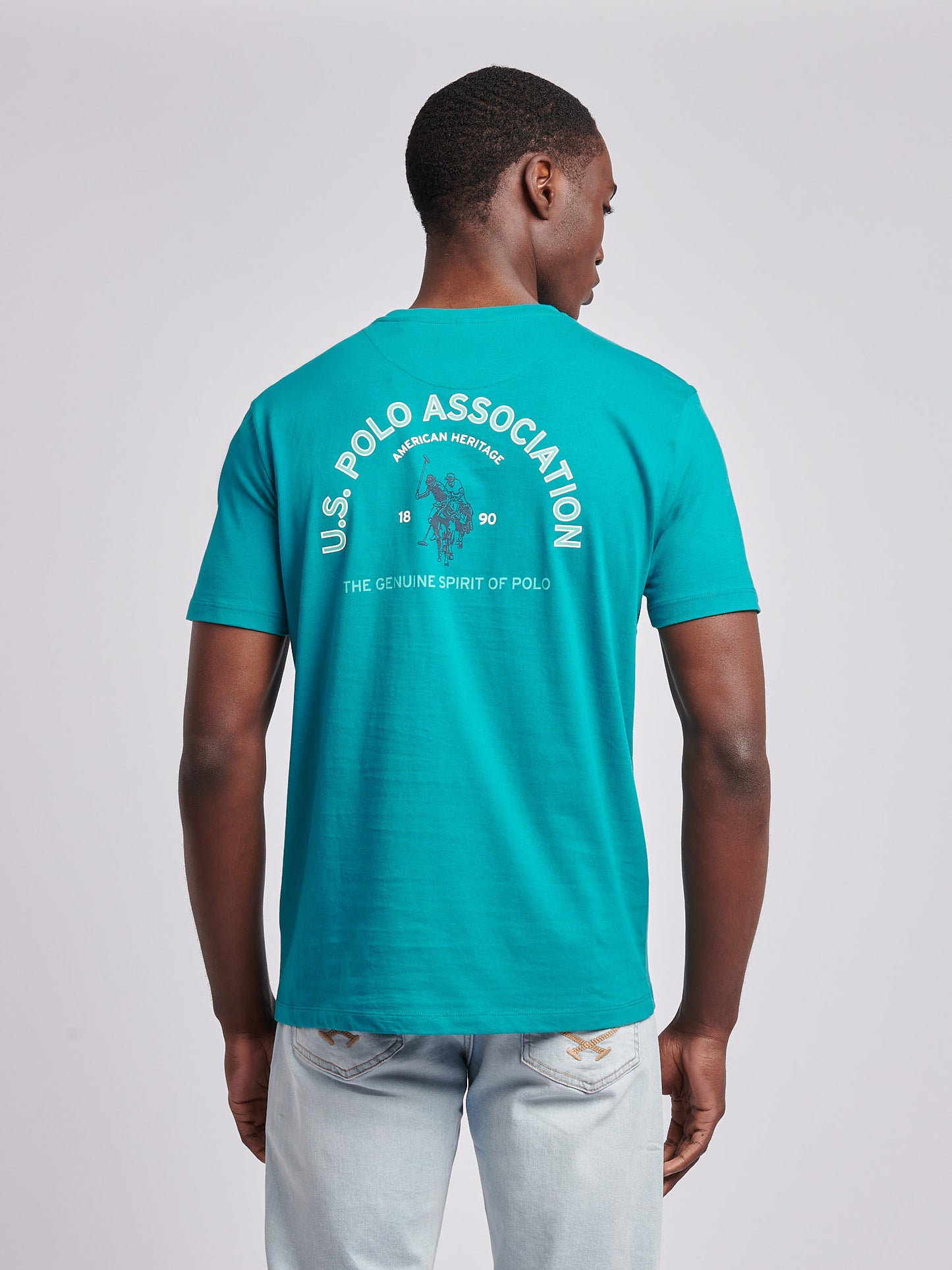 Mens Front Back Print Graphic T-Shirt in Alexandrite
