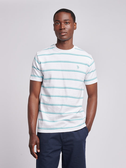 Mens Terry Stripe T-Shirt in Bright White