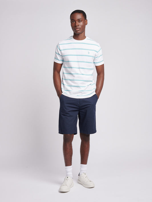 Mens Terry Stripe T-Shirt in Bright White