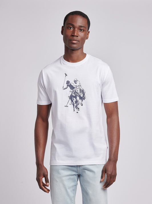 Mens Double Horsemen Graphic T-Shirt in Bright White