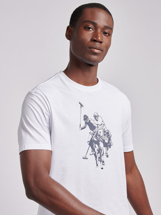 Mens Double Horsemen Graphic T-Shirt in Bright White