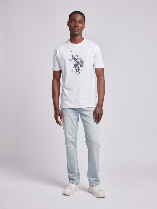 Mens Double Horsemen Graphic T-Shirt in Bright White