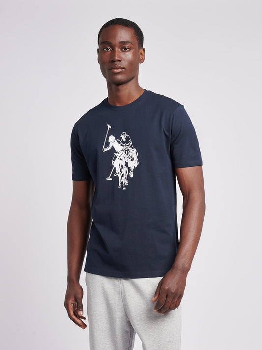 Mens Double Horsemen Graphic T-Shirt in Dark Sapphire Navy