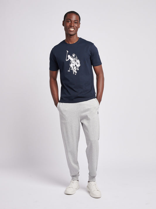 Mens Double Horsemen Graphic T-Shirt in Dark Sapphire Navy