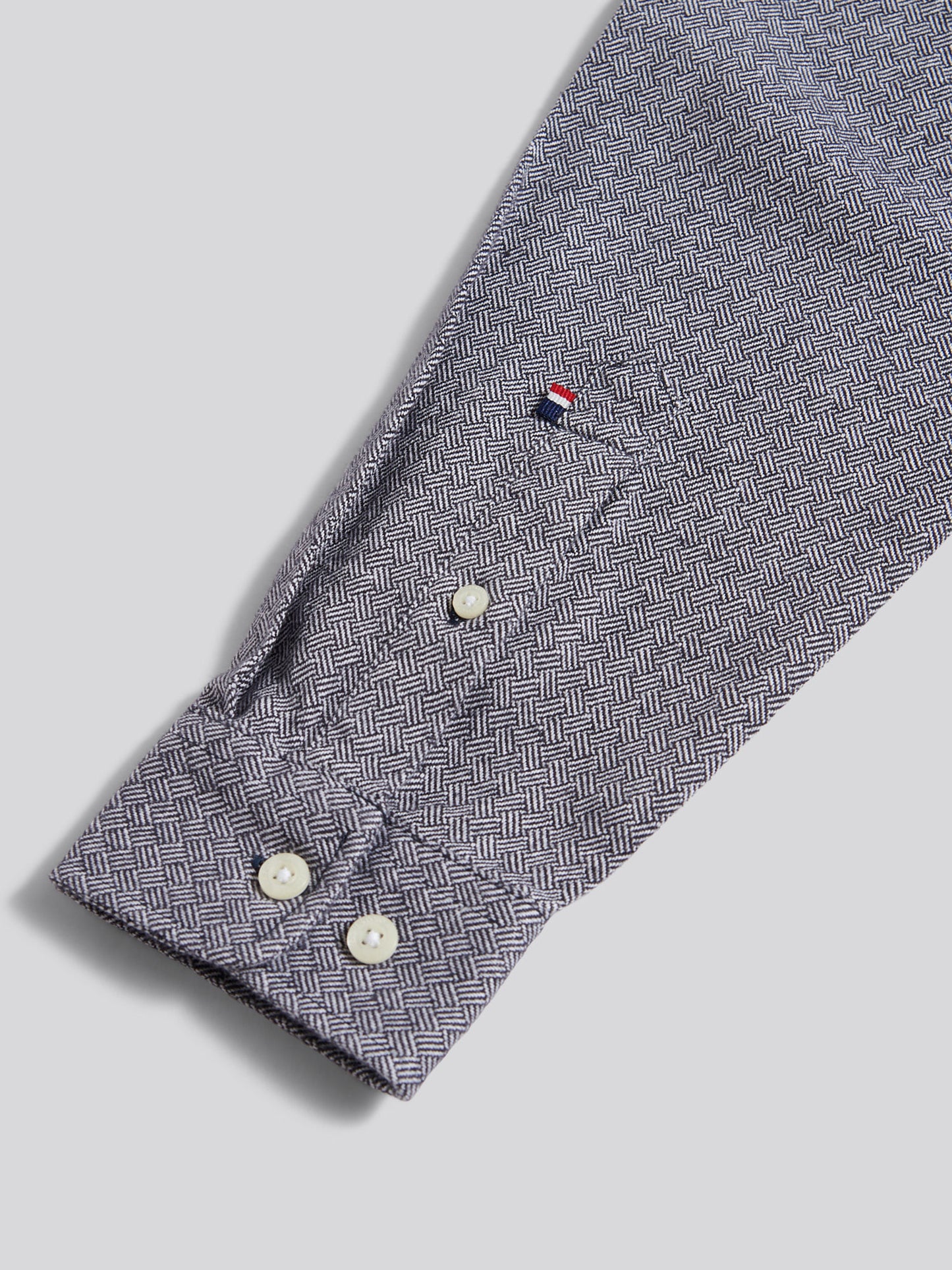 Mens Herringbone Crosshatch Textured Shirt in Dark Sapphire Navy