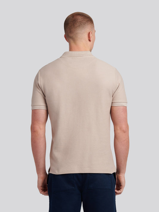 Mens Herringbone Texture Polo Shirt in Atmosphere