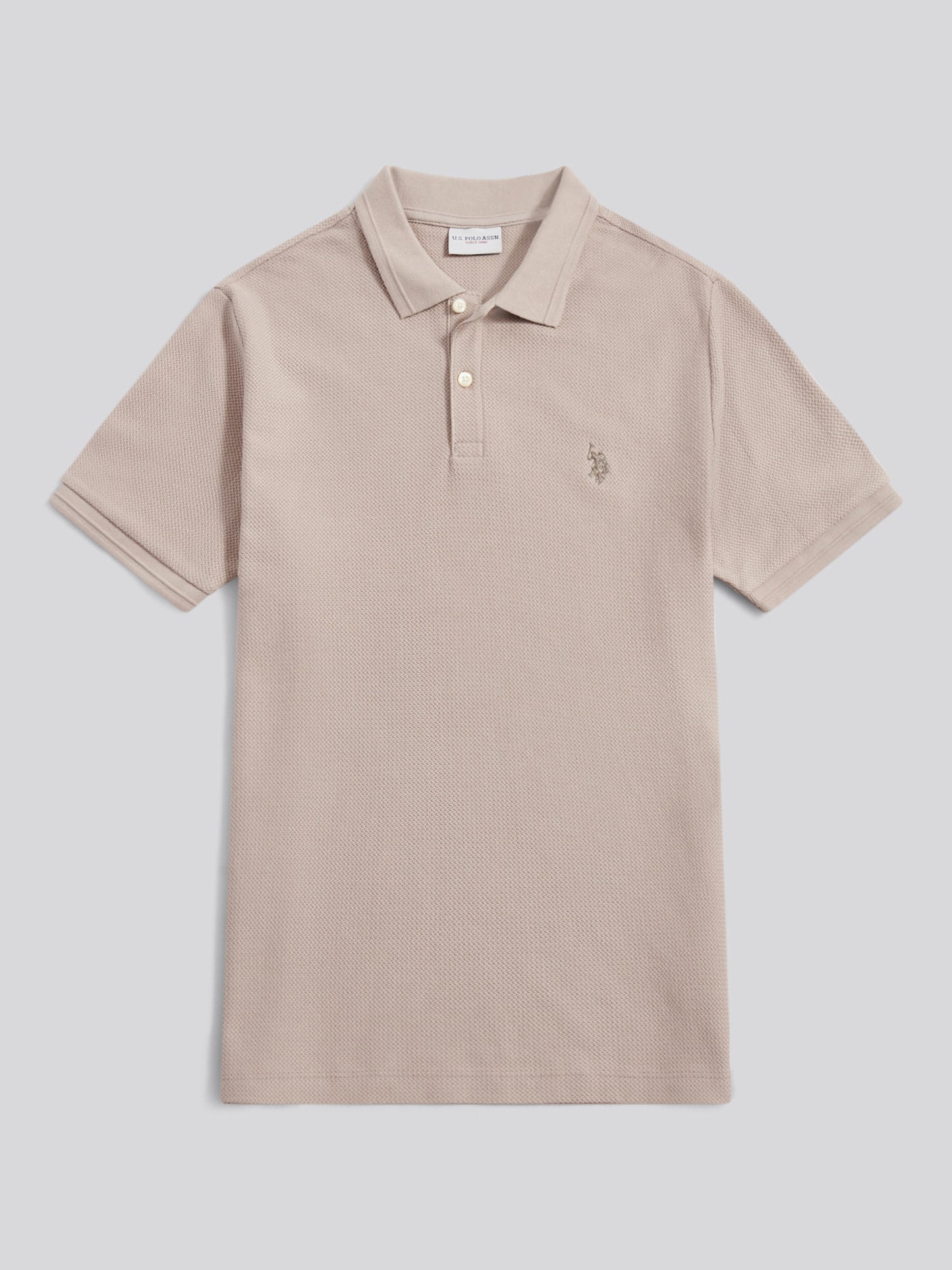Mens Herringbone Texture Polo Shirt in Atmosphere
