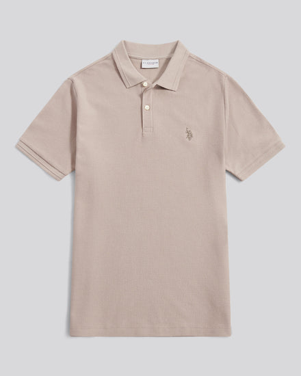 Mens Herringbone Texture Polo Shirt in Atmosphere