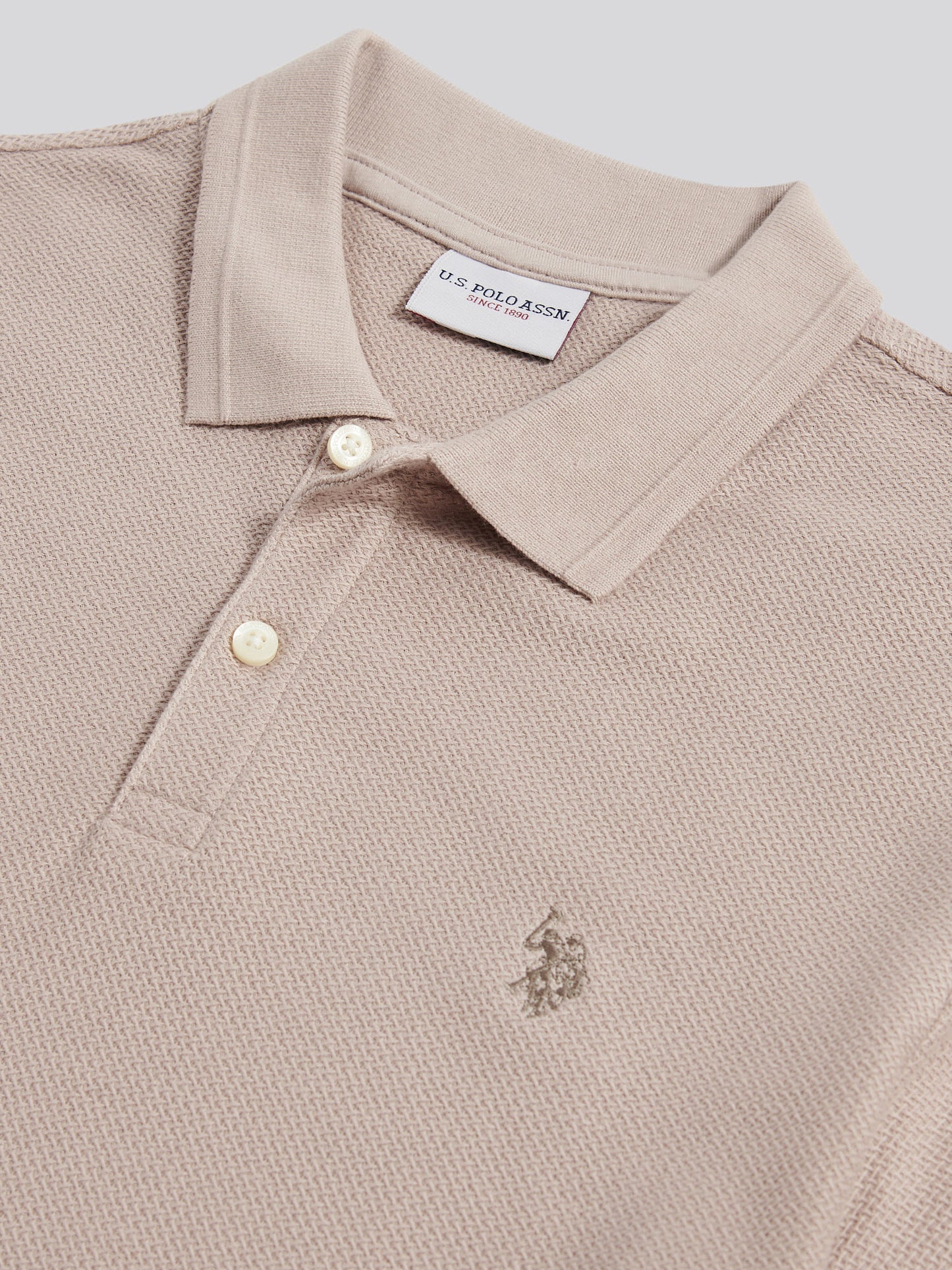 Mens Herringbone Texture Polo Shirt in Atmosphere