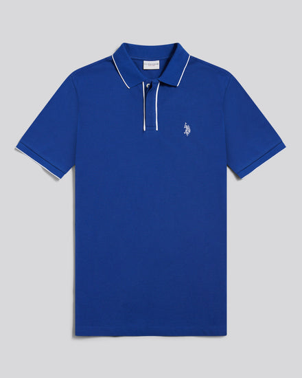 Mens Piped Polo Shirt in Sodalite Blue