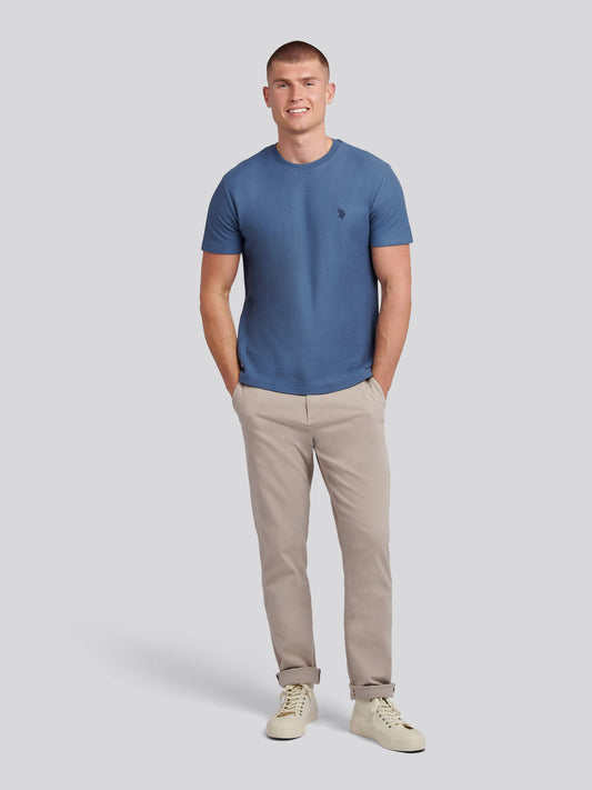 Mens Herringbone Texture T-Shirt in Vintage Indigo