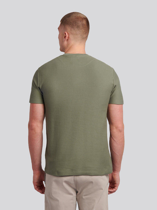 Mens Herringbone Texture T-Shirt in Mulled Basil