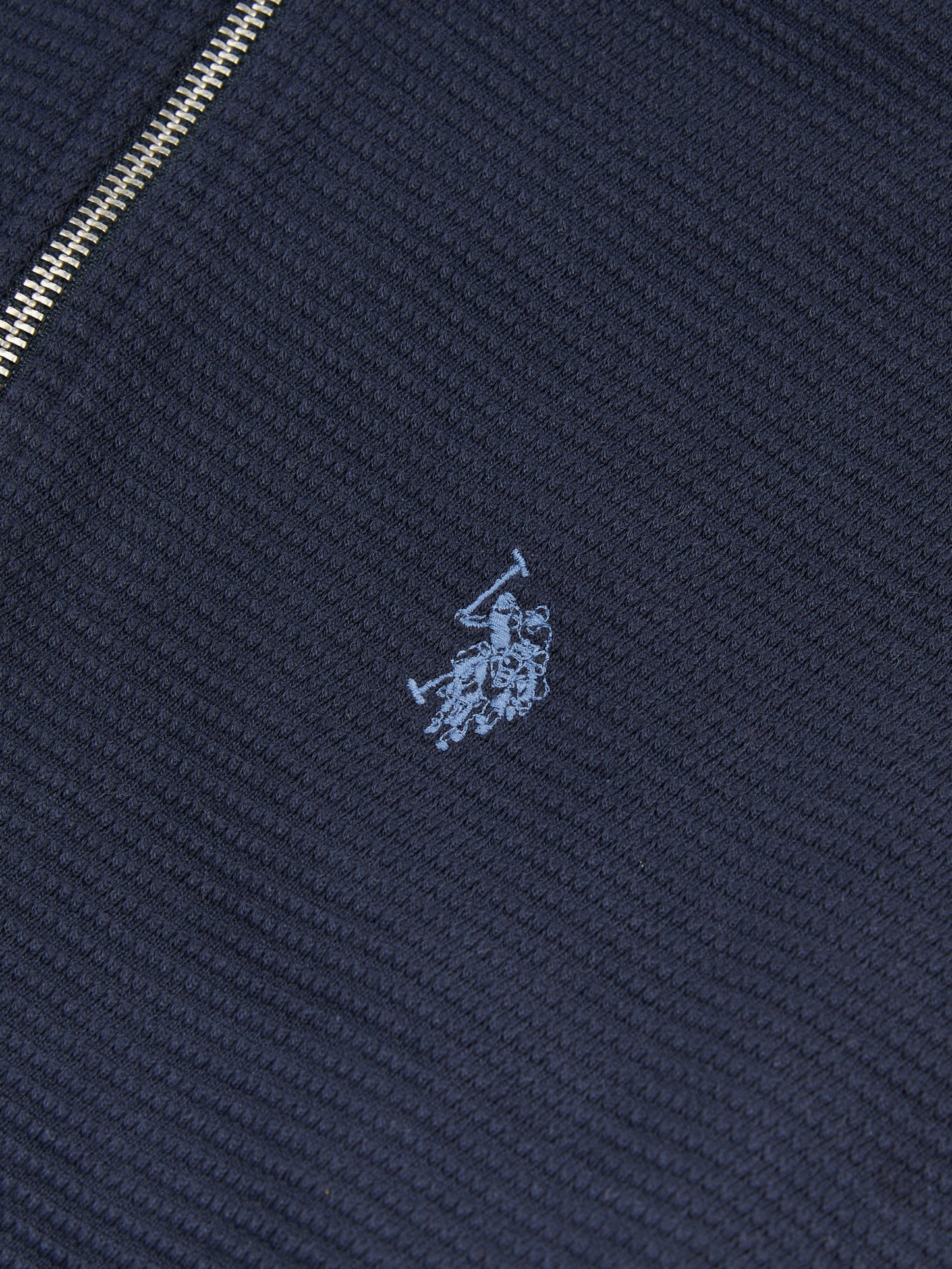 Mens Texture Zip Through Hood in Dark Sapphire Navy / Moonlight Blue DHM