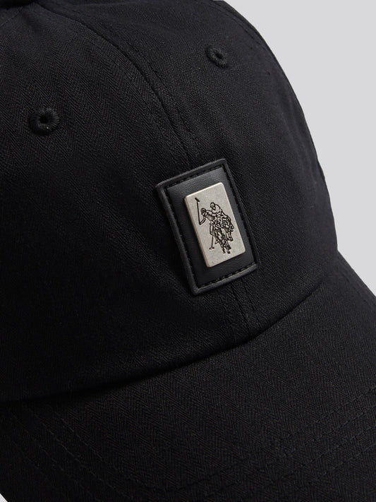 Mens Herringbone Cap in Black
