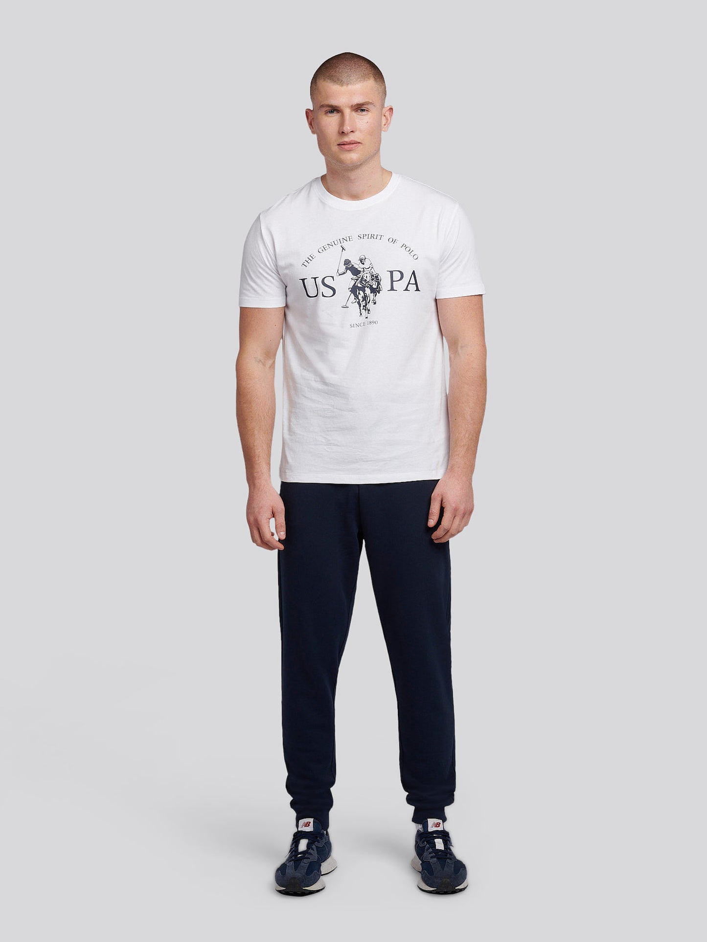 Mens Double Horsemen Loopback Jogger in Dark Sapphire Navy / Haute Red DHM