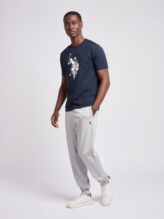 Mens Double Horsemen Loopback Jogger in Mid Grey Marl