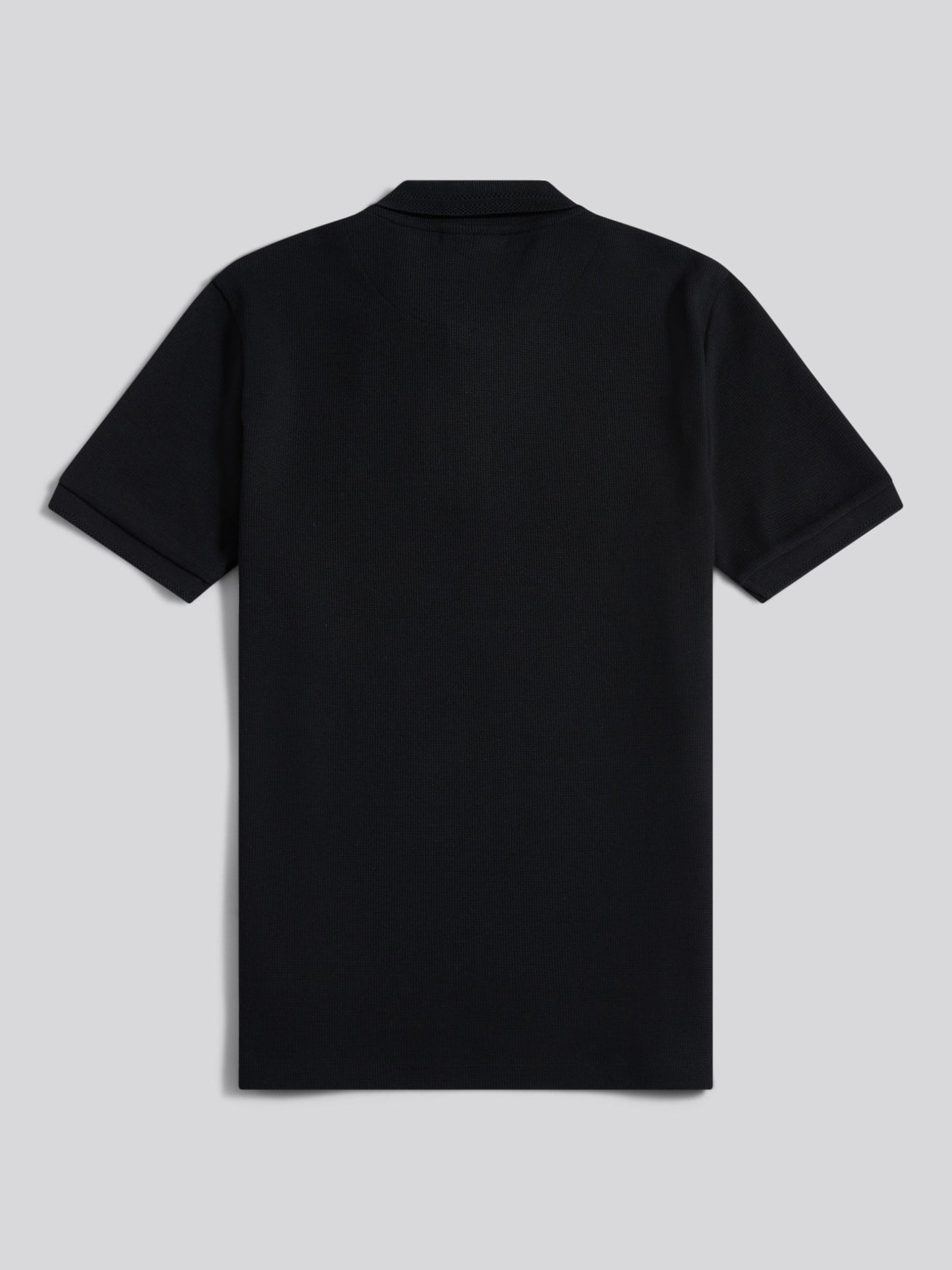 Mens Waffle Texture Polo Shirt in Black
